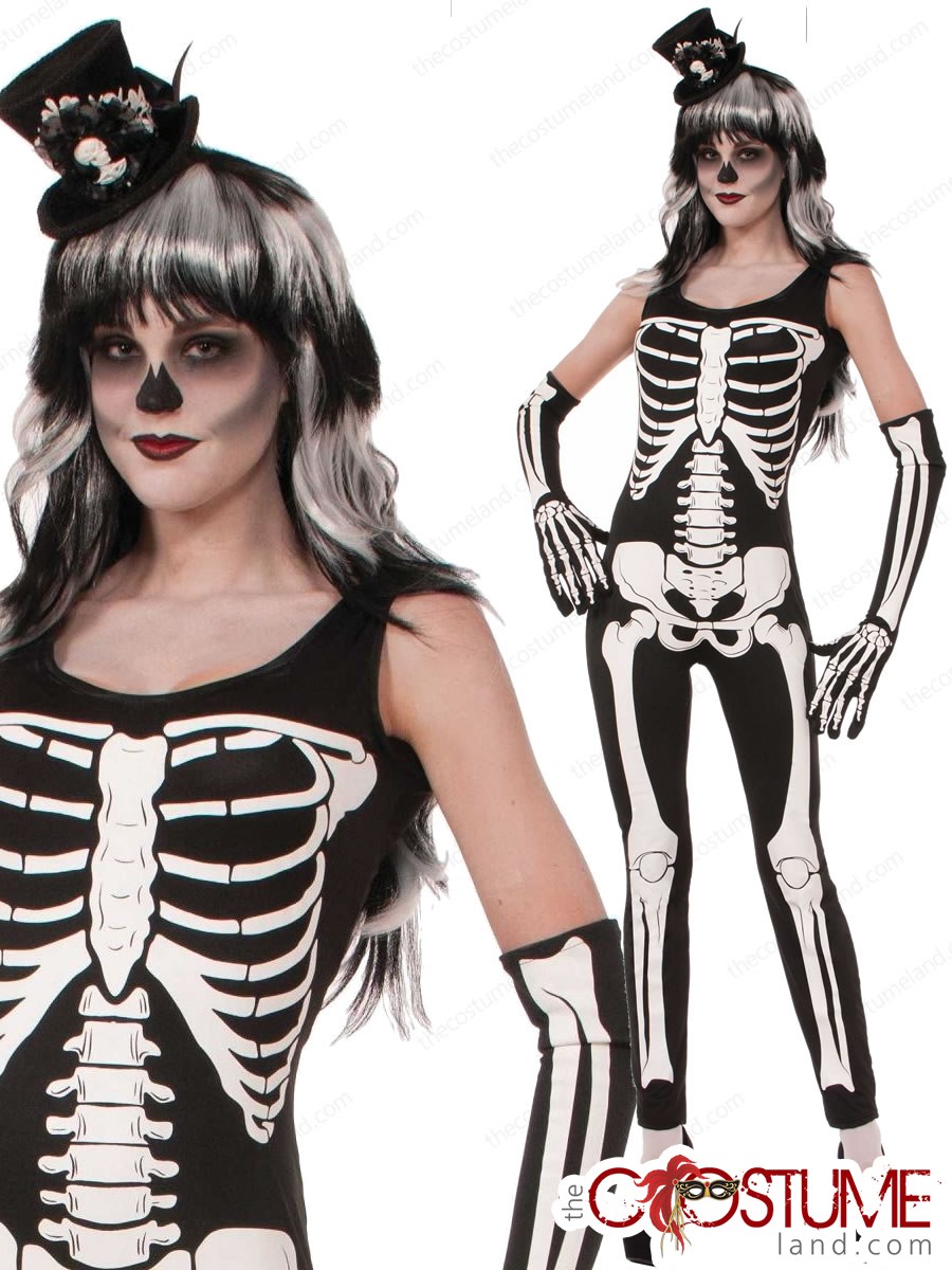 Halloween Bodysuit Rose Skeleton Print Costume Cosplay Fancy Dress Scary Outfits