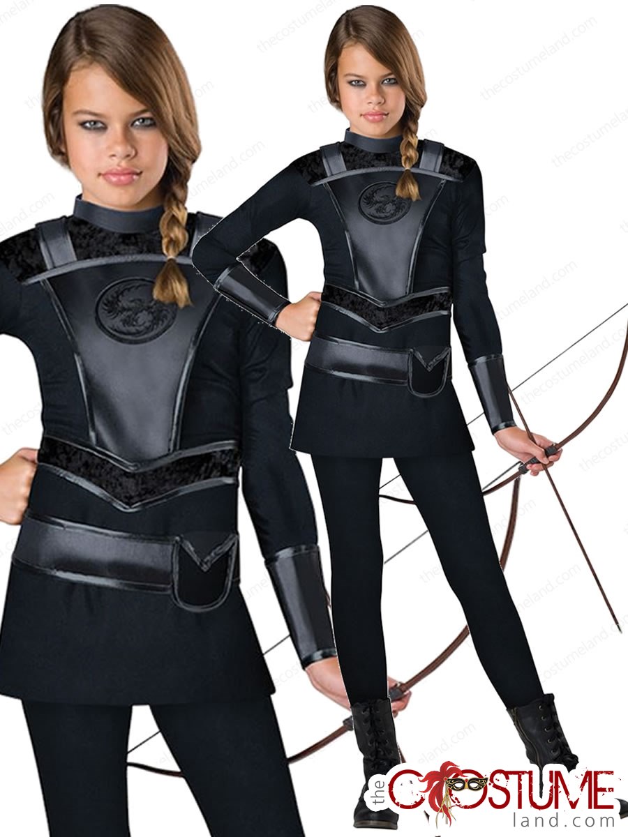 WARRIOR HUNTRESS GIRLS Tween Costume Kids Fancy Warrior Dress Halloween