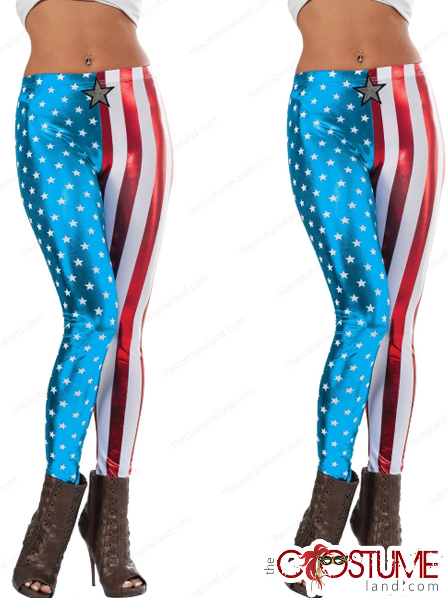 Captain America Adult Womens Superhero Leggings Costume Accessory 