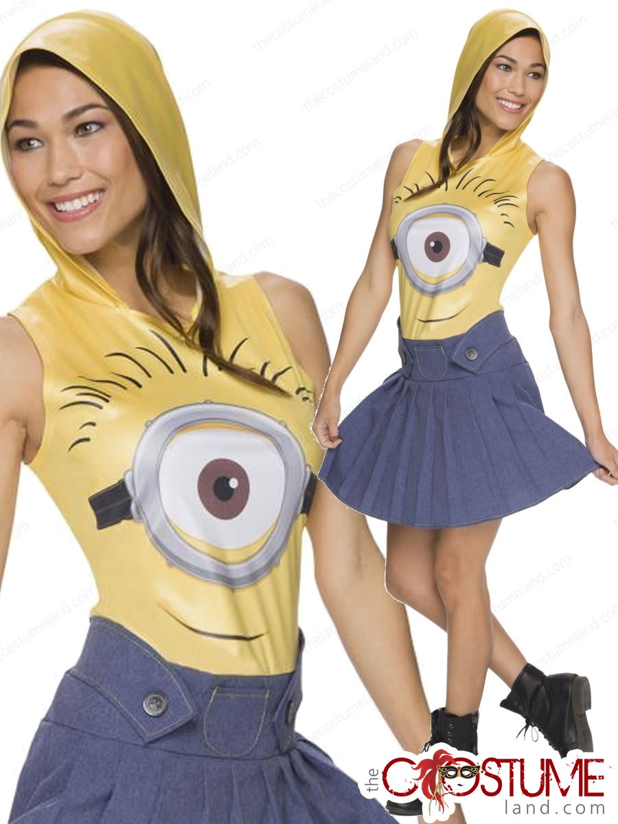 Minions Women Hooded Costume Despicable Me Ladies Fancy Dress Adult Funny  Outfit