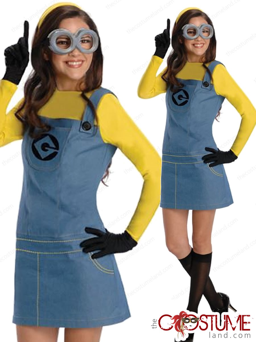 Womens Despicable Me Costume Female Minion Outfit Hen Night Fancy Dress
