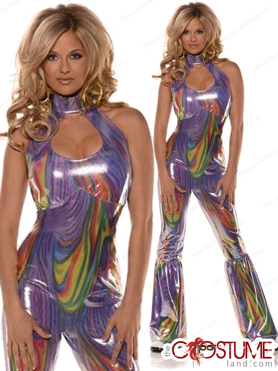Boogie Disco Babe Woman Costume Adult Fancy Ladies Dress Halloween Party  Outfit | eBay