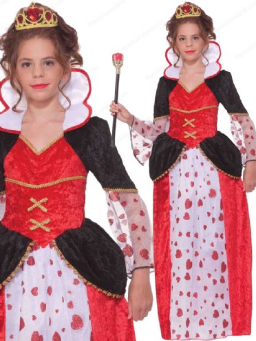 Queen Of Hearts Tween Girls Costume Wonderland Child Outfiit Fairy Tale ...