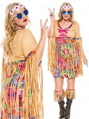 Retro Hipster Woman Plus Costume